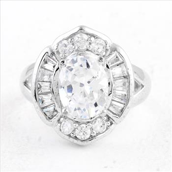 NO RESERVE 15.48 Ct Cubic Zirconia 925 Sterling Silver Ring