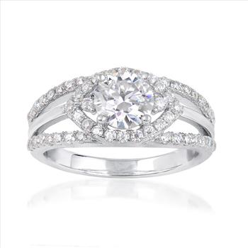 NO RESERVE 1.55 ct. t.w. Moissanite Evil Eye Ring in Sterling Silver. Size 5