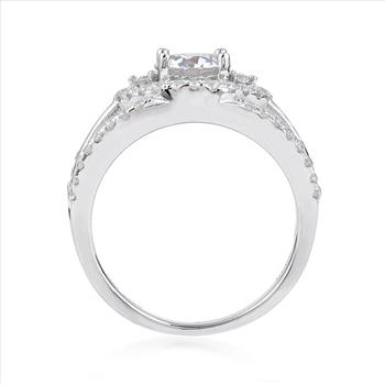 NO RESERVE 1.55 ct. t.w. Moissanite Evil Eye Ring in Sterling Silver. Size 7