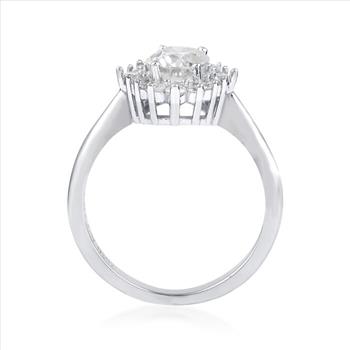 NO RESERVE 1.55 ct. t.w. Moissanite Halo Ring in Sterling Silver. Size 8