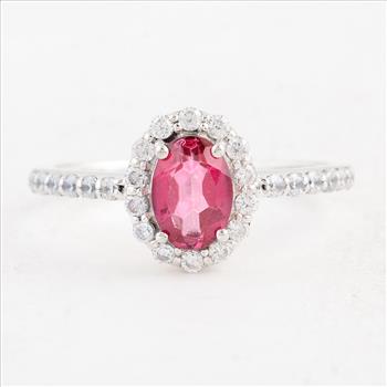 NO RESERVE 1.56 Ct Oval Pink Topaz 925 Sterling Silver Ring