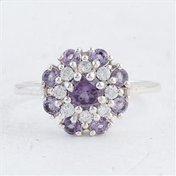 NO RESERVE 1.56 Ct Round Amethyst 925 Sterling Silver Ring