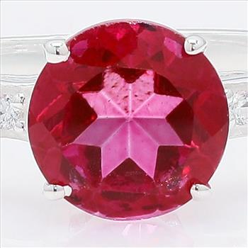 NO RESERVE 1.56 Ct Round Pink Topaz, Cubic Zirconia 925 Sterling Silver Ring