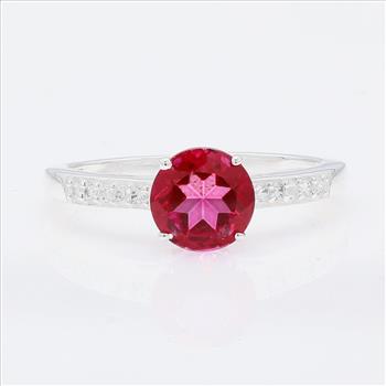 NO RESERVE 1.56 Ct Round Pink Topaz, Cubic Zirconia 925 Sterling Silver Ring