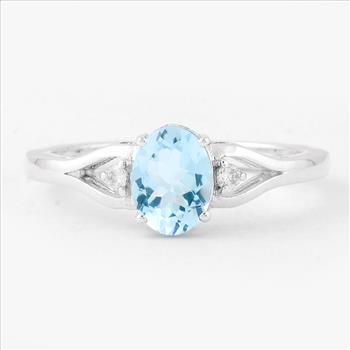 NO RESERVE 1.58 Ct Oval London Blue Topaz, Cubic Zirconia, 925 Sterling Silver Ring