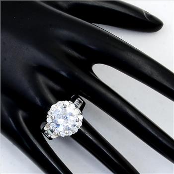 NO RESERVE 15.86 Ct Cubic Zirconia 925 Sterling Silver Ring