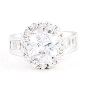 NO RESERVE 15.86 Ct Cubic Zirconia 925 Sterling Silver Ring