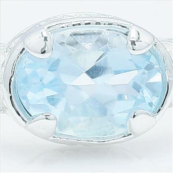 NO RESERVE 1.60 Ct Oval Blue Topaz 925 Sterling Silver Ring