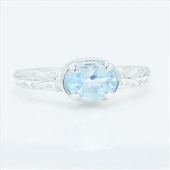 NO RESERVE 1.60 Ct Oval Blue Topaz 925 Sterling Silver Ring