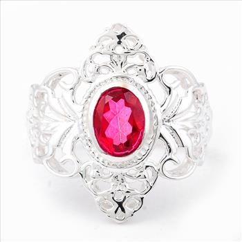 NO RESERVE 1.60 Ct Oval Pink Topaz, 925 Sterling Silver Ring