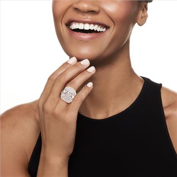 NO RESERVE 1.61 ct. Moissanite Round & Tapered Sterling Silver Women Ring Size 8