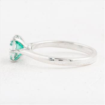NO RESERVE 1.62 Ct Round Green Topaz 925 Sterling Silver Ring