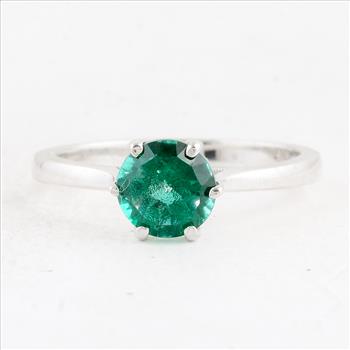 NO RESERVE 1.62 Ct Round Green Topaz 925 Sterling Silver Ring