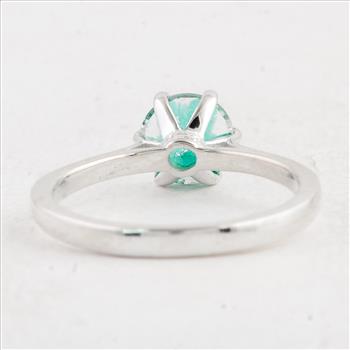 NO RESERVE 1.62 Ct Round Green Topaz 925 Sterling Silver Ring