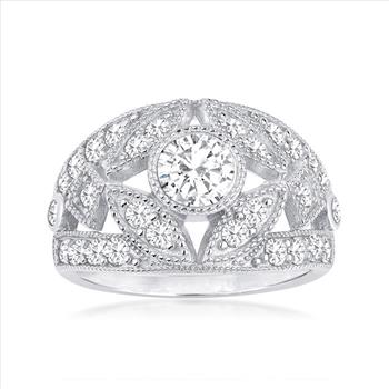 NO RESERVE 1.64 ct. Moissanite Round Sterling Silver Women Ring Size 8