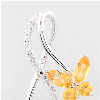 NO RESERVE 1.65 Ct Marquise Citrine, Cubic Zirconia 925 Sterling Silver Pendant