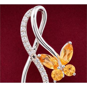 NO RESERVE 1.65 Ct Marquise Citrine, Cubic Zirconia 925 Sterling Silver Pendant