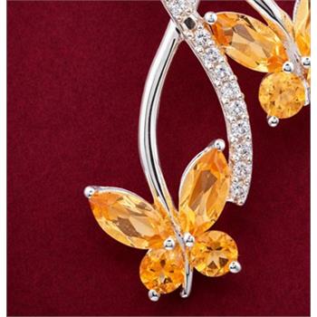 NO RESERVE 1.65 Ct Marquise Citrine, Cubic Zirconia 925 Sterling Silver Pendant