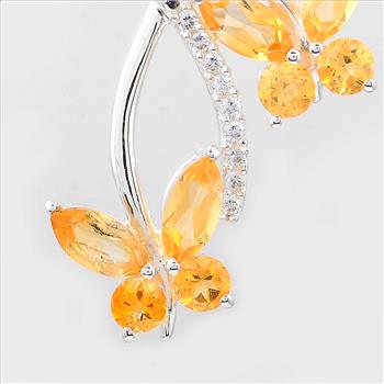 NO RESERVE 1.65 Ct Marquise Citrine, Cubic Zirconia 925 Sterling Silver Pendant