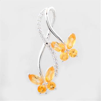 NO RESERVE 1.65 Ct Marquise Citrine, Cubic Zirconia 925 Sterling Silver Pendant