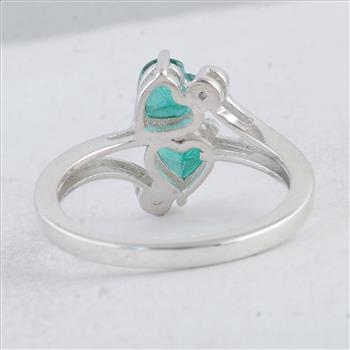 NO RESERVE 1.67 Ct Heart Green Topaz 925 Sterling Silver Ring