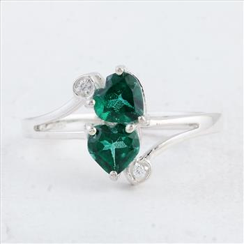 NO RESERVE 1.67 Ct Heart Green Topaz 925 Sterling Silver Ring