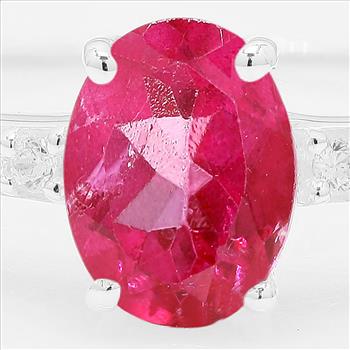 NO RESERVE 1.67 Ct Oval Pink Topaz, Cubic Zirconia 925 Sterling Silver Ring