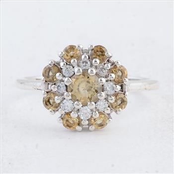 NO RESERVE 1.68 Ct Round Citrine 925 Sterling Silver Ring