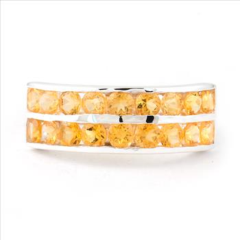 NO RESERVE 1.72 Ct Round Citrine 925 Sterling Silver Ring