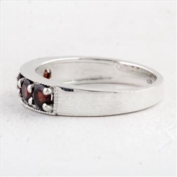 NO RESERVE 1.72 Ct Round Garnet 925 Sterling Silver Ring