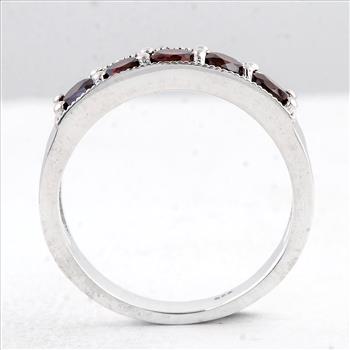 NO RESERVE 1.72 Ct Round Garnet 925 Sterling Silver Ring