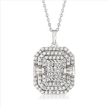 NO RESERVE 1.73 ct. t.w. Moissanite Cluster Pendant Necklace in Sterling Silver. 18