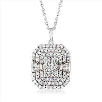 NO RESERVE 1.73 ct. t.w. Moissanite Cluster Pendant Necklace in Sterling Silver. 18