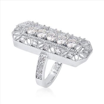 NO RESERVE 1.75 ct. Moissanite Round Sterling Silver Women Ring Size 7