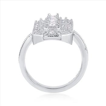 NO RESERVE 1.75 ct. Moissanite Round Sterling Silver Women Ring Size 7