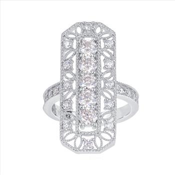 NO RESERVE 1.75 ct. Moissanite Round Sterling Silver Women Ring Size 7