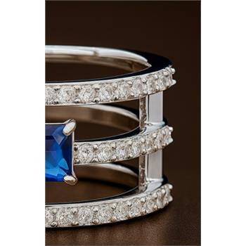 NO RESERVE 1.79 Ct Octagon Created Sapphire, Cubic Zirconia 925 Sterling Silver Ring