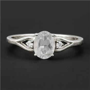 NO RESERVE 1.79 Ct Oval White Topaz, Cubic Zirconia, 925 Sterling Silver Ring