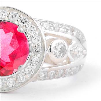 NO RESERVE 1.79 Ct Round Pink Topaz, Cubic Zirconia 925 Sterling Silver Ring