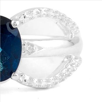 NO RESERVE 1.82 Ct Oval Tz Color Topaz, Cubic Zirconia 925 Sterling Silver Ring