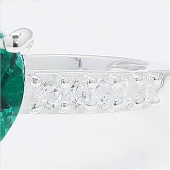 NO RESERVE 1.84 Ct Heart Green Topaz, Cubic Zirconia 925 Sterling Silver Ring