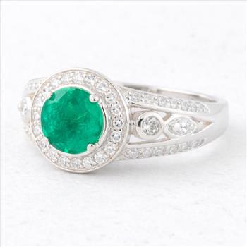 NO RESERVE 1.84 Ct Round Green Topaz, Cubic Zirconia 925 Sterling Silver Ring