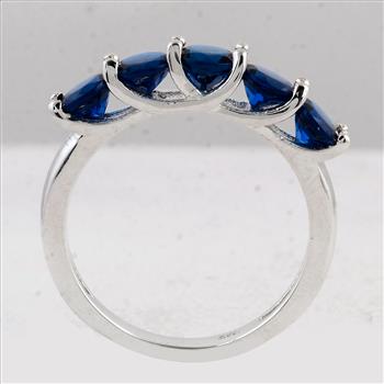 NO RESERVE 1.85 Ct Round Created Glass Sapphire 925 Sterling Silver Ring