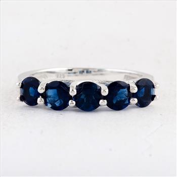 NO RESERVE 1.85 Ct Round Created Glass Sapphire 925 Sterling Silver Ring