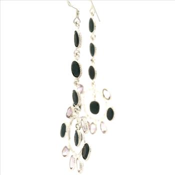NO RESERVE 18.50 Ct Amethyst, Sapphire 925 Sterling Silver Earrings