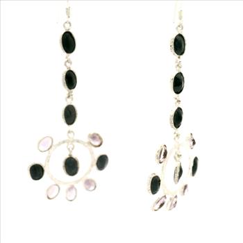 NO RESERVE 18.50 Ct Amethyst, Sapphire 925 Sterling Silver Earrings