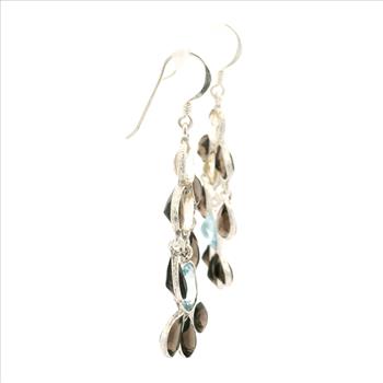 NO RESERVE 18.68 Ct Blue Topaz, Citrine 925 Sterling Silver Earrings