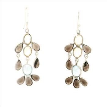 NO RESERVE 18.68 Ct Blue Topaz, Citrine 925 Sterling Silver Earrings