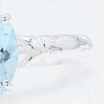 NO RESERVE 1.90 Ct Oval Created Aquamarine 925 Sterling Silver Ring