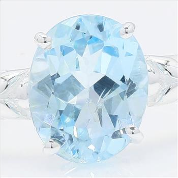 NO RESERVE 1.90 Ct Oval Created Aquamarine 925 Sterling Silver Ring